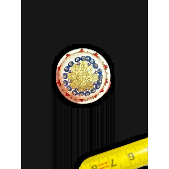 Vintage MCM 5" Candlestick Beaded Sequins Push Pin Christmas Decor Ornament - Picture 3 of 7